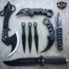 8 PC BLACK Tactical Zombie Axe Fixed Blade Hunting Knife Karambit Throwing Set 1 8 PC BLACK Tactical Zombie Axe Fixed Blade Hunting Knife Karambit Throwing Set -BLADE ADDICT Sales bladeaddictknives tactical set 8 pc black tactical zombie axe fixed blade hunting knife karambit throwing set 3904593723480