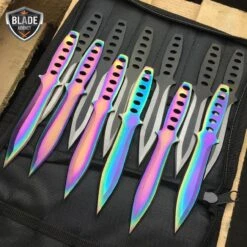 12 PCs 6" Ninja Hunting Rainbow Kunai Throwing Knives + Case 7 12 PCs 6" Ninja Hunting Rainbow Kunai Throwing Knives + Case -BLADE ADDICT Sales bladeaddictknives throwing knives 12 pcs 6 ninja hunting rainbow kunai throwing knives case 407697915931