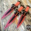 3Pc Kunai Throwing Knife Set W/Sheath RED Hunting -BLADE ADDICT Sales bladeaddictknives throwing knives 3pc kunai throwing knife set w sheath red hunting 324145283099