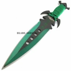 3Pc NINJA Kunai Throwing Knife Set W/Sheath GREEN -BLADE ADDICT Sales bladeaddictknives throwing knives 3pc ninja kunai throwing knife set w sheath green 324133158939