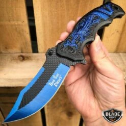 Heavy Duty DRAGON Tactical Spring Assisted Open Folding Pocket Knife -BLADE ADDICT Sales dark side pocket knives blue heavy duty dragon tactical spring assisted open folding pocket knife 15400460255320