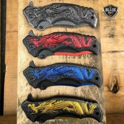 Heavy Duty DRAGON Tactical Spring Assisted Open Folding Pocket Knife -BLADE ADDICT Sales dark side pocket knives heavy duty dragon tactical spring assisted open folding pocket knife 15400460353624