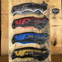 Heavy Duty DRAGON Tactical Spring Assisted Open Folding Pocket Knife -BLADE ADDICT Sales dark side pocket knives heavy duty dragon tactical spring assisted open folding pocket knife 15400460386392