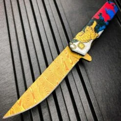 8" Asian Tactical Tiger Spring Open Assisted Folding Pocket Knife -BLADE ADDICT Sales elitedge pocket knives gold 8 asian tactical tiger spring open assisted folding pocket knife 15400381153368