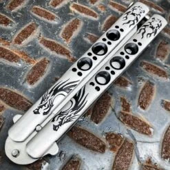 New Arrival -BLADE ADDICT Sales n a butterfly knife silver dragon striker balisong butterfly knife 13712003170392