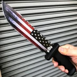 N/A 12.5 Military Tactical USA AMERICAN FLAG Fixed Blade Bowie Knife