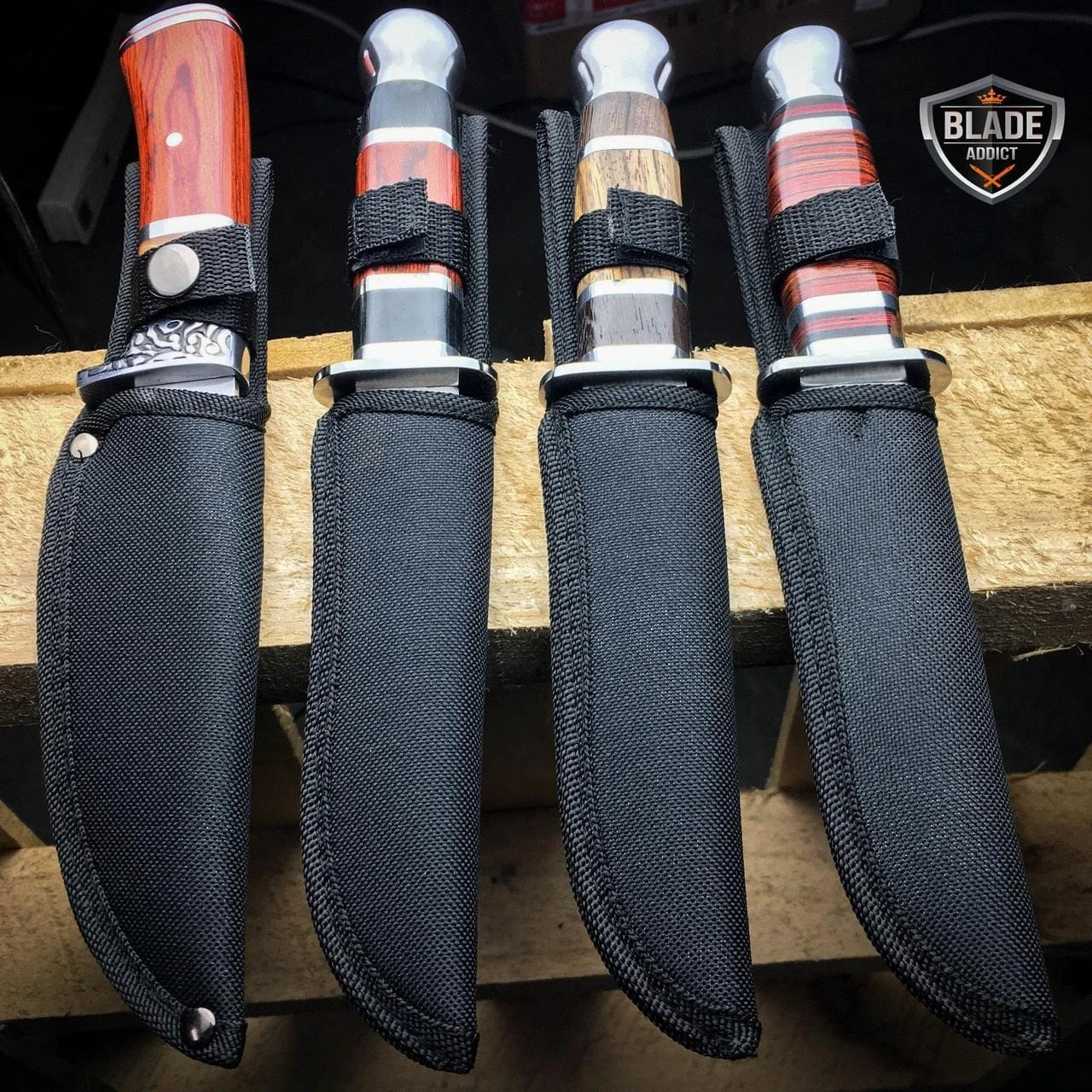 N/A 4 PC Fixed Blade Wood Hunting Knife Tactical Survival Bowie OUTDOOR Camping 4 N/A 4 PC Fixed Blade Wood Hunting Knife Tactical Survival Bowie OUTDOOR Camping - Image 2