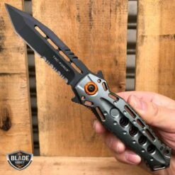 TAC FORCE Spring Assisted Open TANTO Folding Tactical Pocket Knife -BLADE ADDICT Sales tac force pocket knives grey w orange tac force spring assisted open tanto folding tactical pocket knife 15400461860952